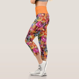 Violet Lila Blue Pink Black Bubbles Art Muster Capri Leggings