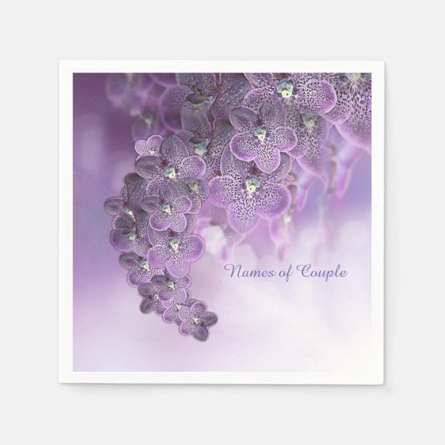 Violet Lila blühende Blume Orchideen Serviette (Vorderseite)