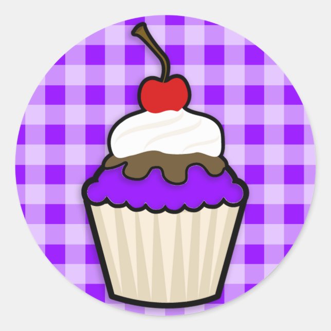 Violet Lila Cupcake Runder Aufkleber (Vorderseite)