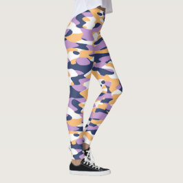 Violet Lila dunkelblau, gelb, Camouflage Muster Leggings