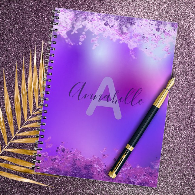 Violet Lila Extravagant Moderner Glam Glitzer kund Notizblock (Von Creator hochgeladen)