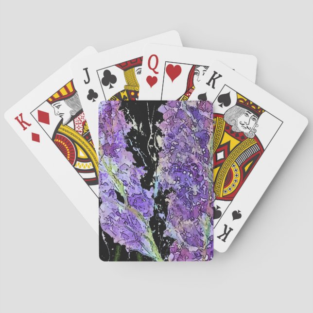 Violet Lila floral Spielkarten (Rückseite)