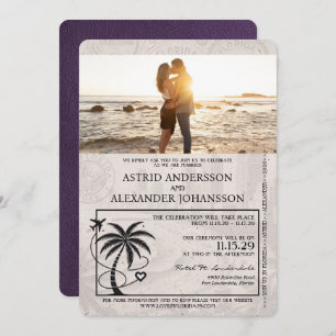 Violet Lila Florida Passport Hochzeit Einladung