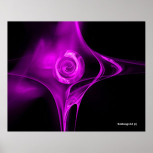VIOLET LILA FRAKTAL ROSE IN SCHWARZ POSTER