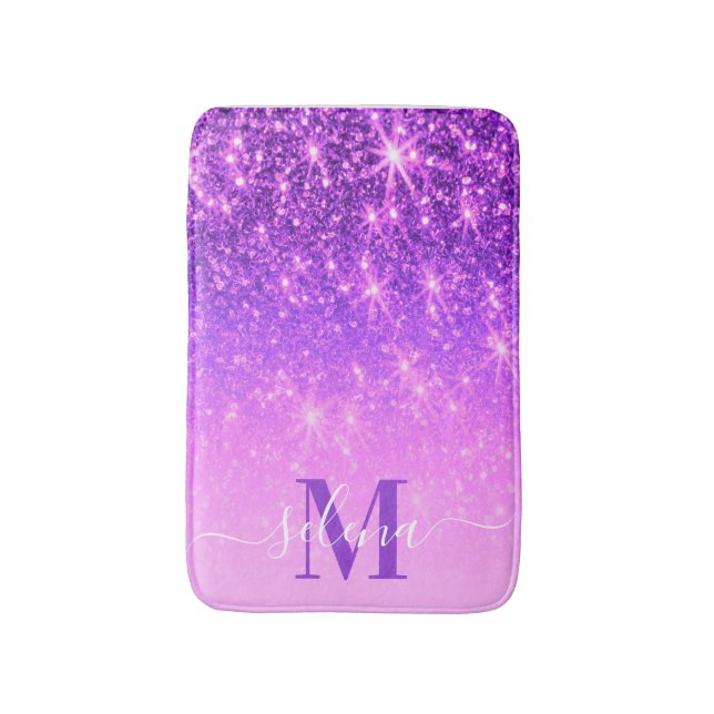 Violet Lila Glitzer Badematte (Vorderseite Vertikal)