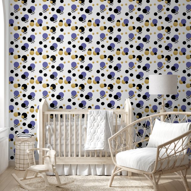 Violet Lila Gold Polka Dot Tapete (Kinder)