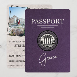 Violet Lila Griechenland Pass Save the Date Karte