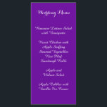 Violet-Lila Hochzeitmenü Menükarte<br><div class="desc">Violett lila und weiße Hochzeitskarte. Wählen Sie die Option "Anpassen",  um den Schriftart neu zu positionieren oder Stil,  Größe oder Farbe zu ändern.</div>