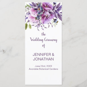 Violet Lila Lavendel Blume Hochzeitsprogramm Programm