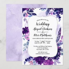Violet Lila Lavendel Floral Wasserfarbenhochzeit Einladung