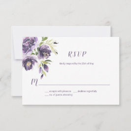 Violet Lila Lavendel Grüne Wasserfarbe Blüte | RSVP Karte