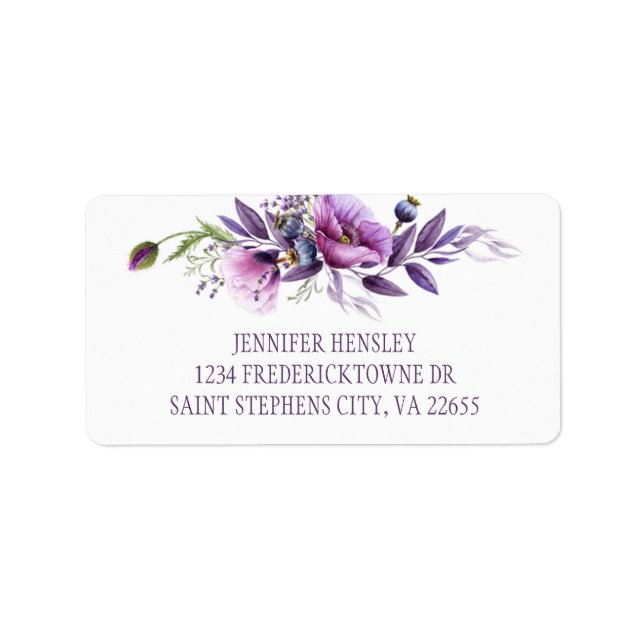 Violet Lila Lavendel Wildblumen Adresse | Adressaufkleber (Vorne)