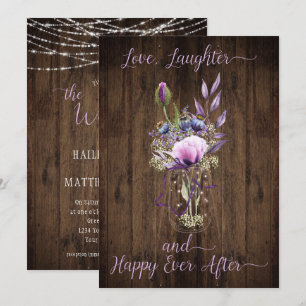Violet Lila Lavender Floral Mason Jar Wedding Einladung