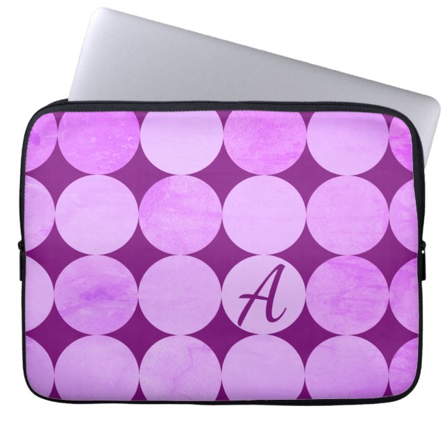 Violet, Lila Magenta und rosa Circles Monogramm Laptopschutzhülle (Vorderseite)