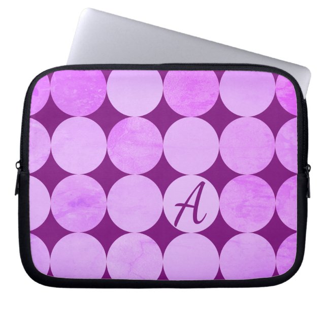 Violet, Lila Magenta und rosa Circles Monogramm Laptopschutzhülle (Vorderseite)