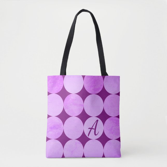 Violet, Lila Magenta und rosa Circles Monogramm Tasche (Vorderseite)