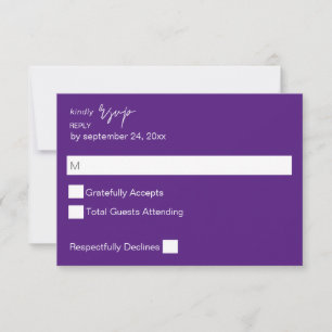 Violet Lila MOD Kalligraphie ni UAWG RSVP Karte