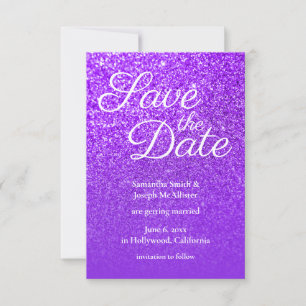 Violet Lila Ombre Glitzer Save the Date Einladung