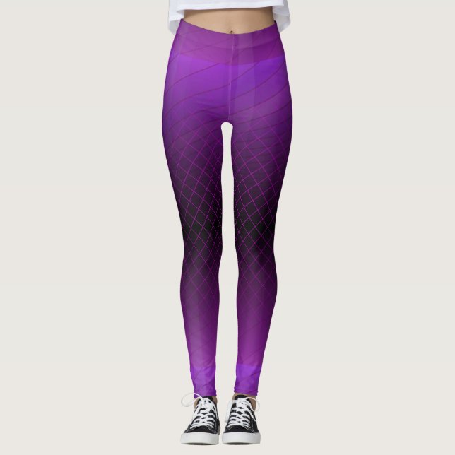 Violet Lila Ombre Streifen Leggings (Vorderseite)
