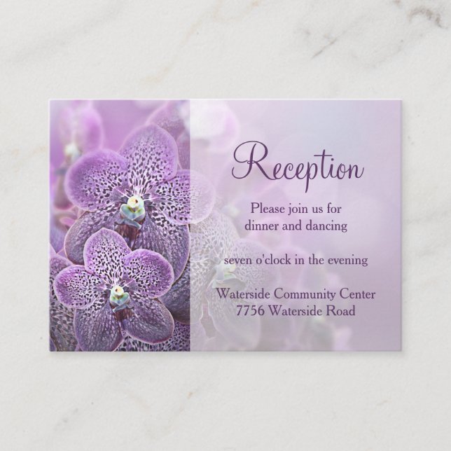Violet Lila Orchid Wedding Card Begleitkarte (Vorderseite)