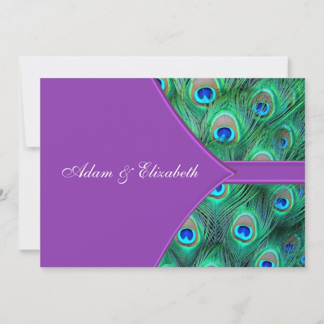 Violet Lila Peacock Hochzeitseinladungen Einladung (Vorderseite)