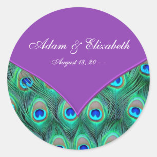 Violet Lila Peacock Wedding Runder Aufkleber