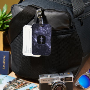 Violet lila peri abstrakte Galaxie Monogram Gepäckanhänger