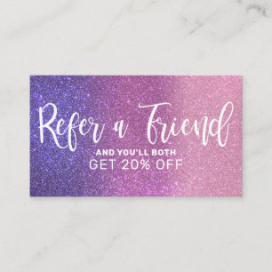 Violet Lila Pink Triple Glitzer Ombre Typografie Empfehlungskarte