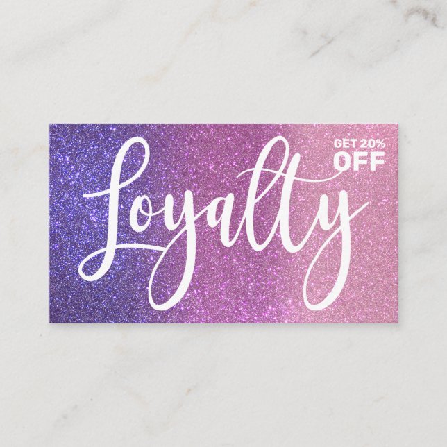 Violet Lila Pink Triple Glitzer Ombre Typografie Treuekarte (Vorderseite)