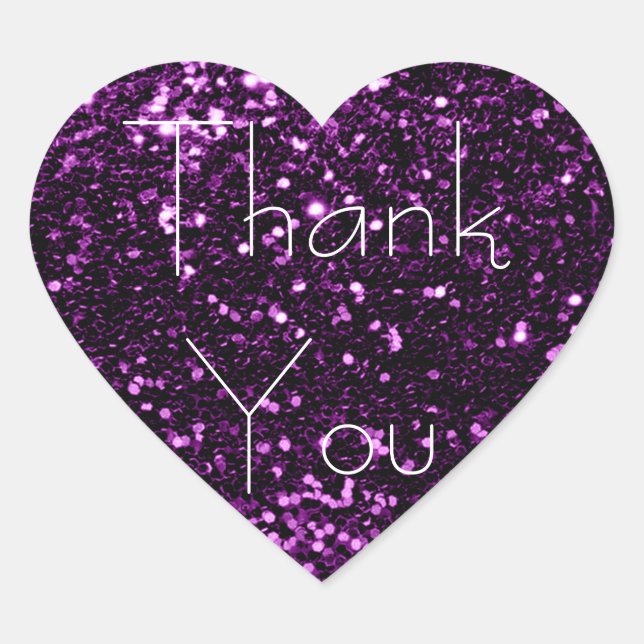 Violet Lila Plum Glitzer Glam Danke Spark Herz-Aufkleber (Vorderseite)