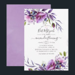 Violet Lila Poppy Floral Bat Mitzvah Einladung<br><div class="desc">Die lila,  violette Fledermaus-Mitzvah lädt mit eleganter Handschrift-Typografie ein,  die schnell und einfach auf Ihre Veranstaltungsspezifikationen zugeschnitten ist.</div>