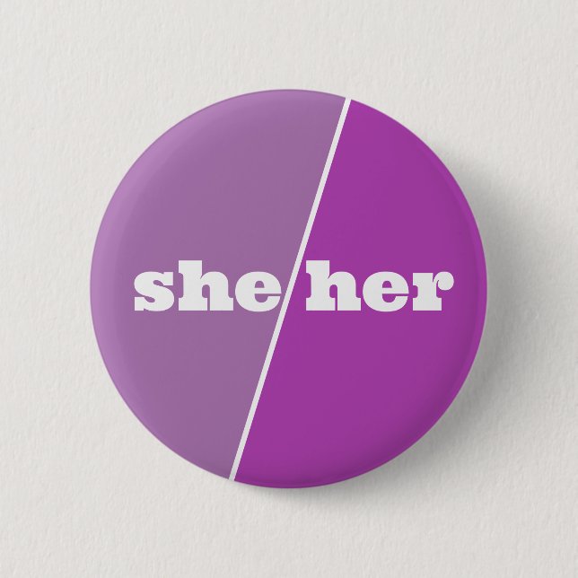 Violet Lila Pronoun-Taste Sie/sie Button (Vorderseite)