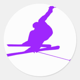 Violet Lila Schneeschuh Ski Runder Aufkleber
