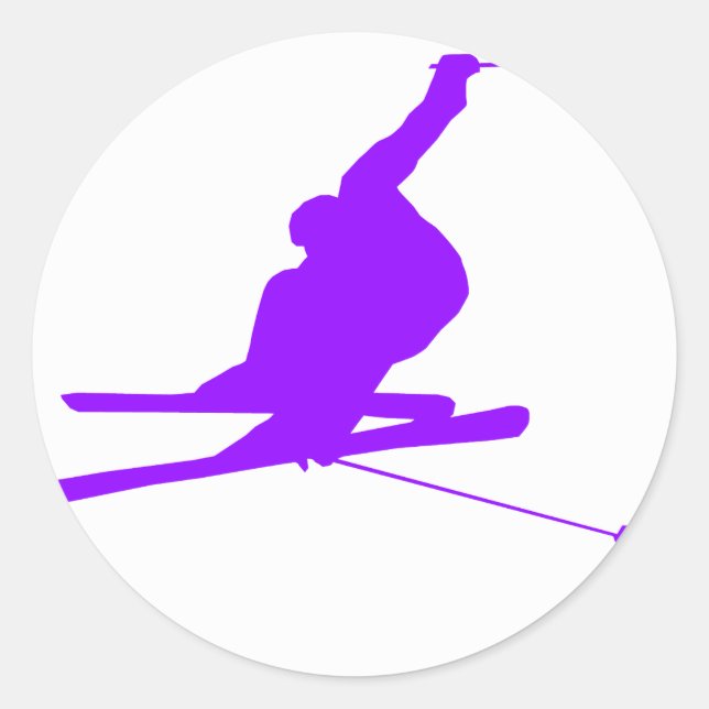 Violet Lila Schneeschuh Ski Runder Aufkleber (Vorderseite)