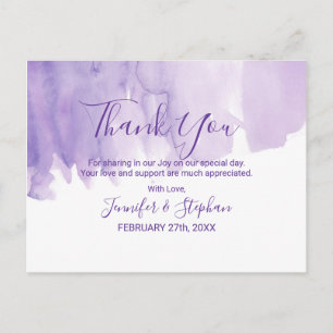 Violet Lila Watercolor Splash Vielen Dank Postkarte