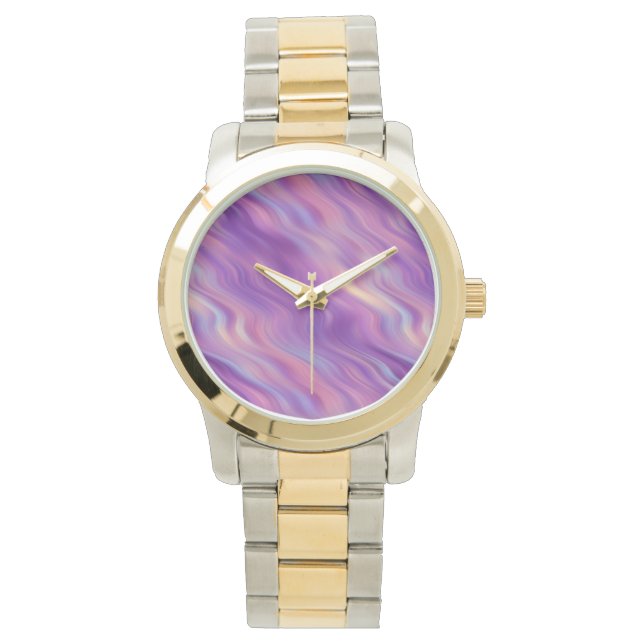 Violet Lila Wavy Textur Armbanduhr (Vorderseite)