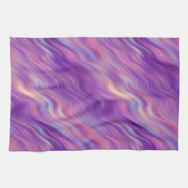 Violet Lila Wavy Textur Geschirrtuch (Horizontal)