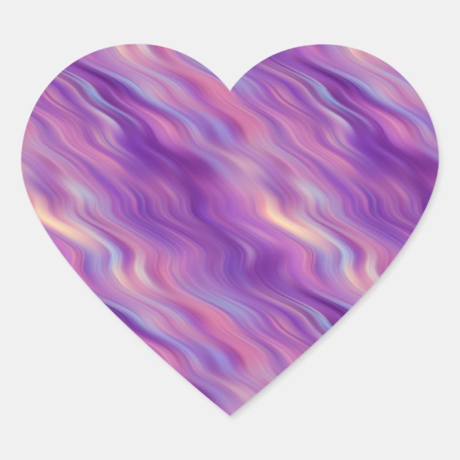 Violet Lila Wavy Textur Herz-Aufkleber (Vorderseite)