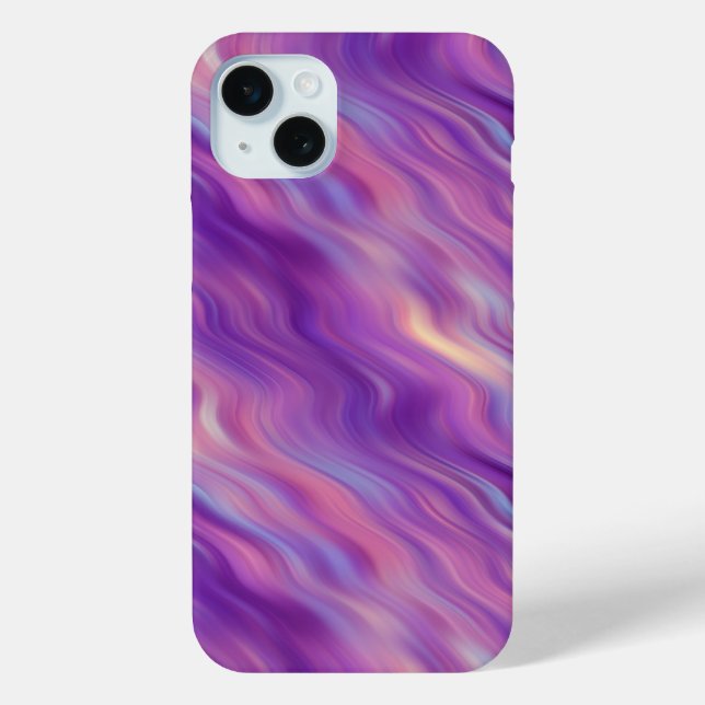 Violet Lila Wavy Textur iPhone 15 Mini Hülle (Rückseite)