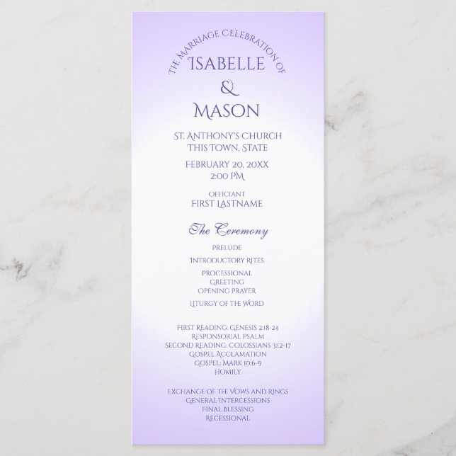 Violet Lila Wedding Program Programm (Vorderseite)