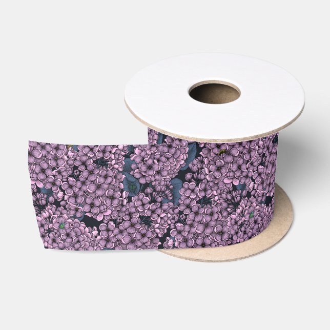 Violet Lilac Garden Satinband (Spule)