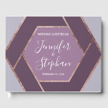Violet Lilac Lila Rose Gold Hexagon Gästebuch