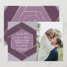 Violet Lilac Lila Rose Gold Hexagon Rett Date