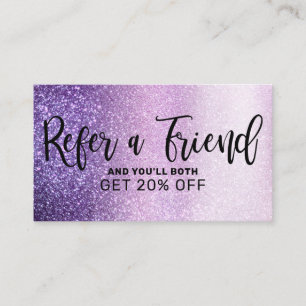 Violet Lilac Lila Triple Glitzer Typografie Empfehlungskarte
