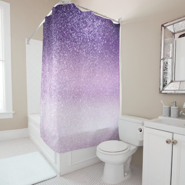 Violet Lilac Pastel Lila Triple Glitzer Ombre Duschvorhang (Beispiel)