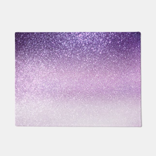 Violet Lilac Pastel Lila Triple Glitzer Ombre Fußmatte (Vorderseite)