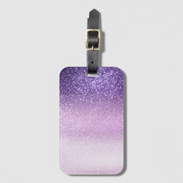 Violet Lilac Pastel Lila Triple Glitzer Ombre Gepäckanhänger (Vorderseite Vertikal)