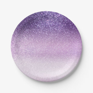 Violet Lilac Pastel Lila Triple Glitzer Ombre Pappteller