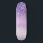 Violet Lilac Pastel Lila Triple Glitzer Ombre Skateboard<br><div class="desc">Dieses mädchenhafte und schicke Design ist perfekt für das Mädchen. Es zeigt Imitate gedruckt funkelnd dreifach funkelnd Glitzer ombre Farbverlauf von violett lila, lila lila und pastellfarben lila. Es ist hübsch, modern, trendig und einzigartig. ***WICHTIGE HINWEIS FÜR DESIGN: Für individuelle Designanfragen, wie z.B. passende Produktanfragen, Farbänderungen, Platzierungsänderungen oder andere Änderungswünsche,...</div>