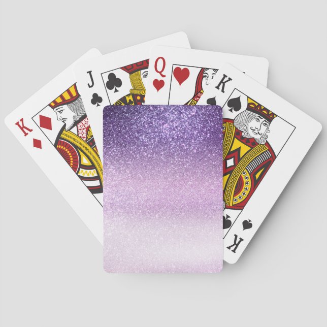 Violet Lilac Pastel Lila Triple Glitzer Ombre Spielkarten (Rückseite)